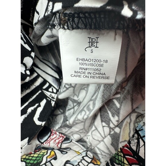 ED HARDY‎ Men’s TATTOO DEATH BEFORE DISHONOR BUTTON UP SHORT SLEEVE SHIRT SIZE S - Picture 3 of 6
